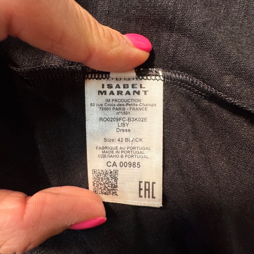 Isabel Marant Etoile Midi Dress Lisy Wrap Black Wool Linen Blend Size 42 Large - Picture 7 of 11
